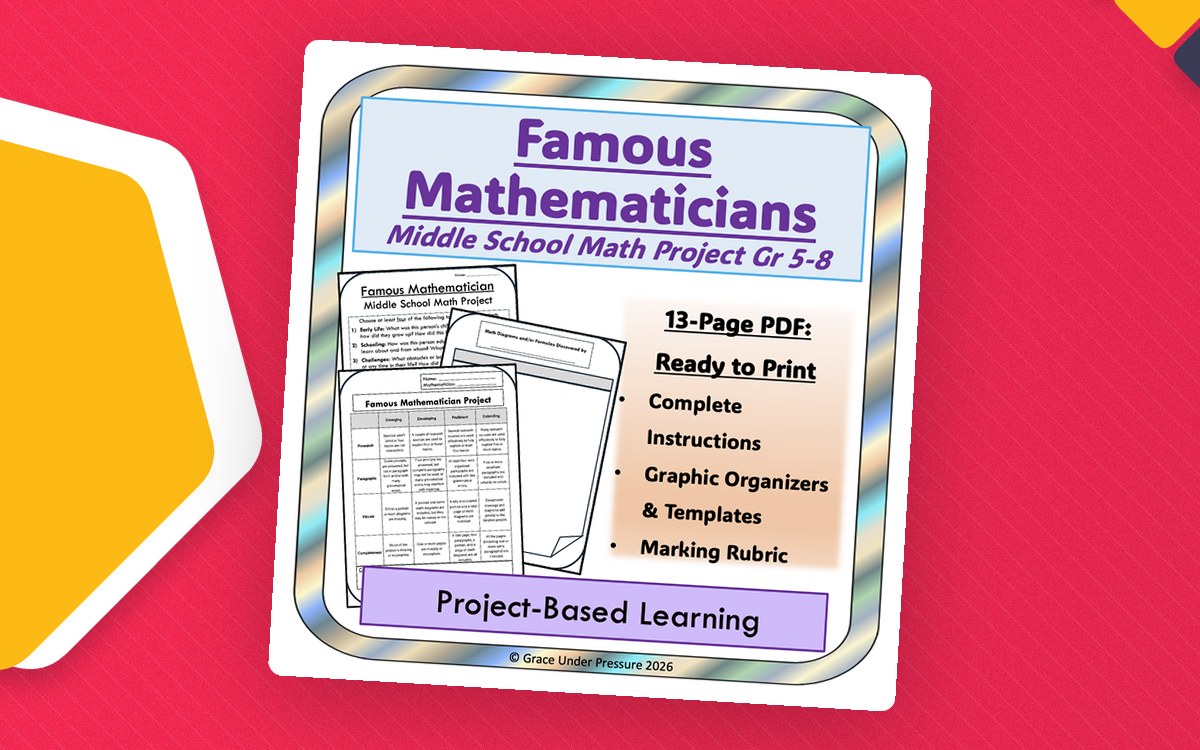 Famous Mathematician: Math Research Project 5th 6th 7th 8th Grade teaching resource preview