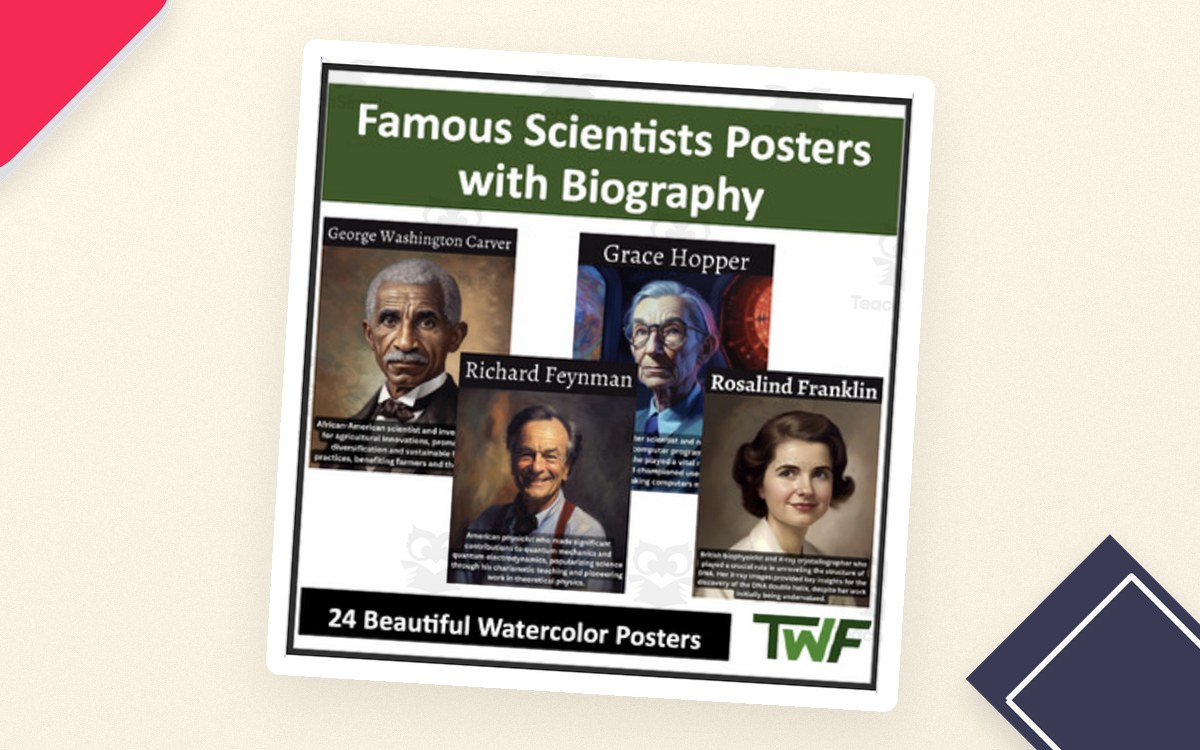 Famous Scientist Posters With Short Biography - 24 Beautiful Posters teaching resource preview