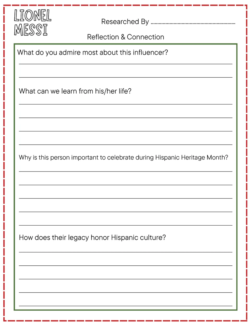 Lionel Messi reflection: students write what they admire, life lessons and why he matters in Hispanic Heritage Month