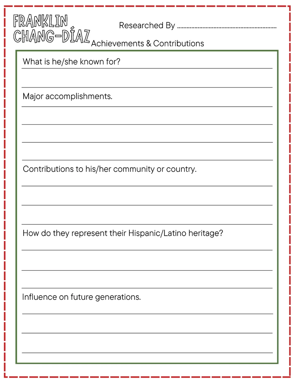Franklin Chang-Díaz achievements prompts ask about accomplishments, contributions, heritage, and influence.