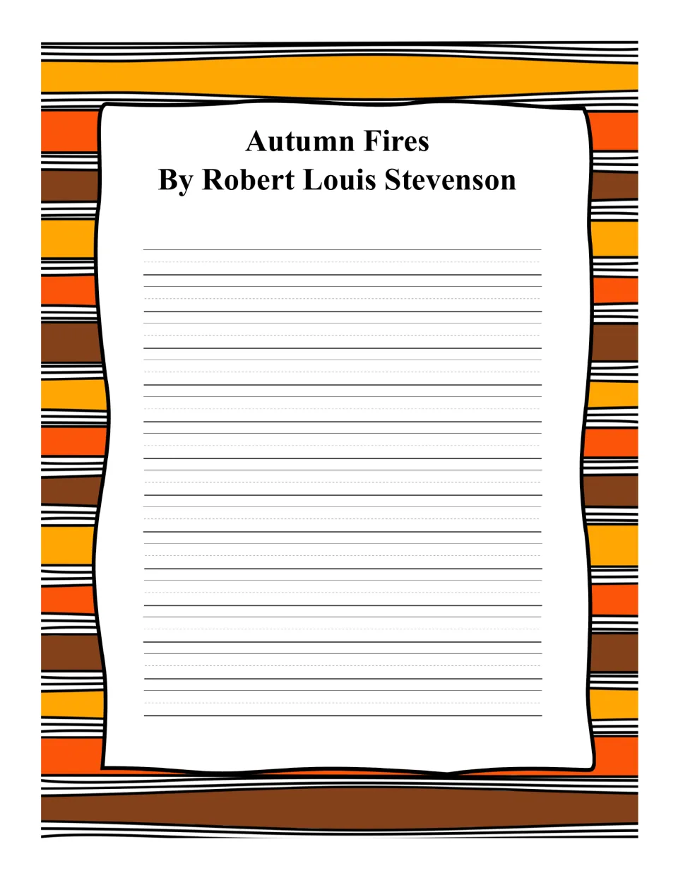 'Autumn Fires' by Robert Louis Stevenson heading for writing out the whole poem from memory