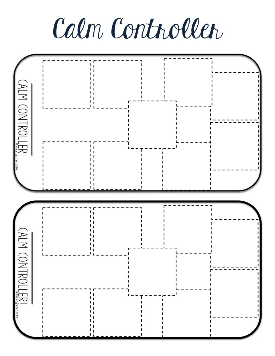 Two Calm Controller templates each provide nine marked spaces for skill buttons earned throughout the lessons