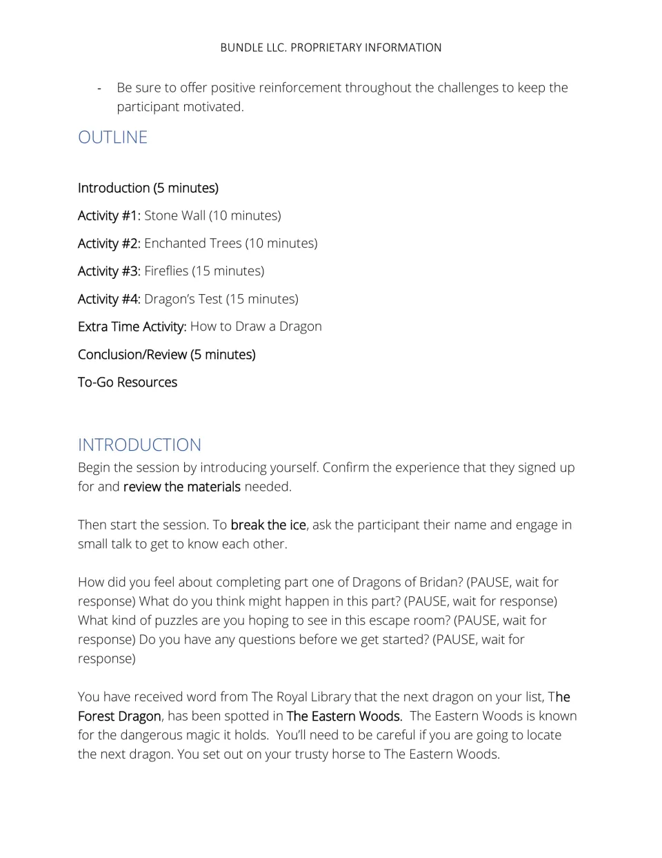Lesson outline and introduction with opening questions and a story leading into the Eastern Woods
