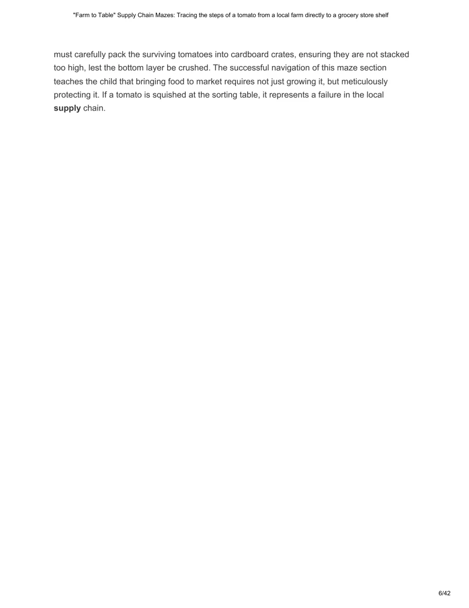 Chapter 2 closing text describes packing tomatoes in crates and preventing crushing in the supply chain.