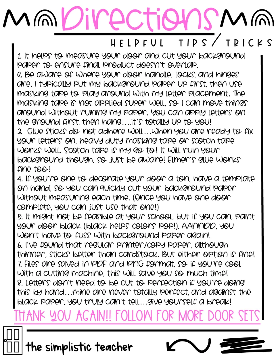 Door display assembly directions: eight tips on measuring, placing letters, adhesives, paper, and cutting