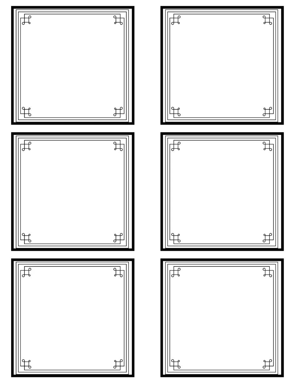 Six blank coaster templates for adding personal messages or drawings to the ceramic tile coaster craft