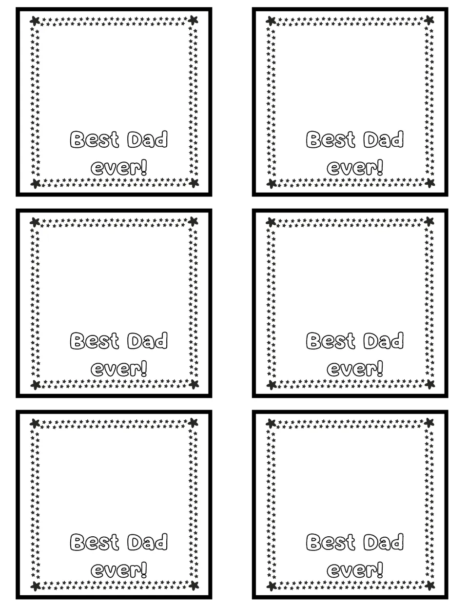 Six Best Dad ever! coaster templates with open space above the words for personal drawings or messages