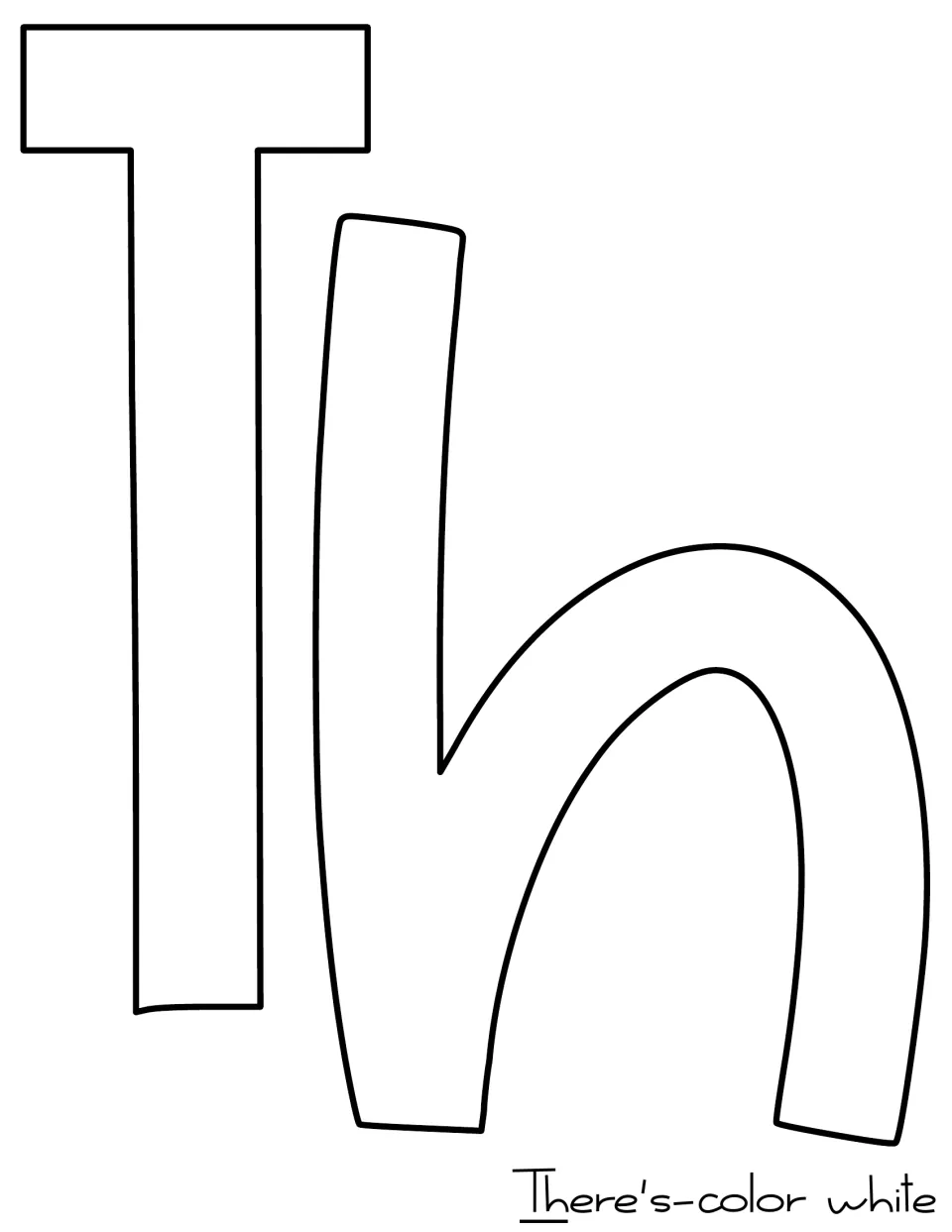 Cut-out letters T and h for “There's” in the Valentine's Day door display, labeled to be colored white.