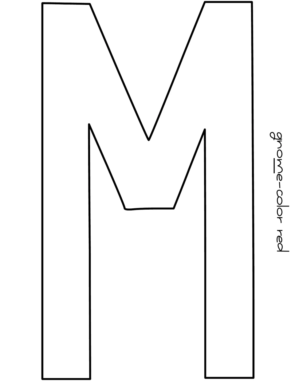 Cut-out capital M is the fourth letter of “gnome” for the Valentine's Day door display, labeled red.