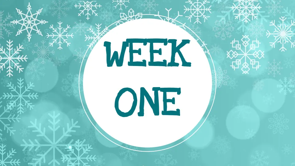Week One divider introducing the first set of three February writing prompts and a typed response space