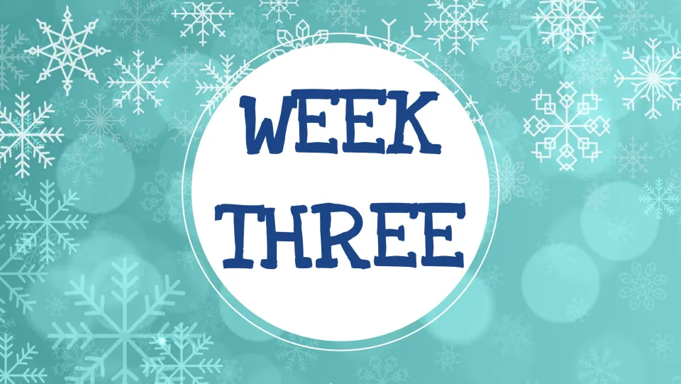 Week Three divider introducing the third set of three February writing prompts and a typed response space