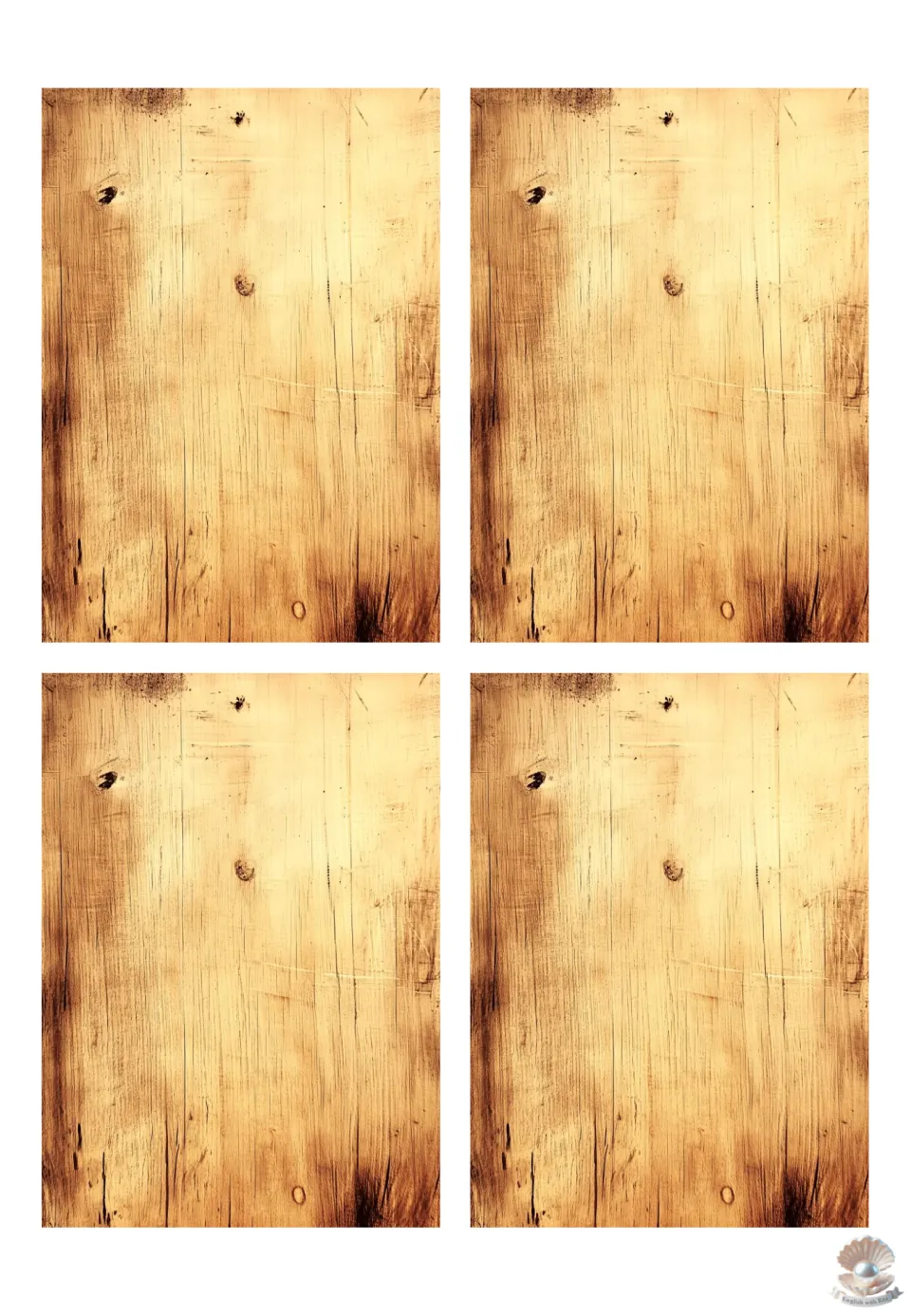 Feelings memory game card backs: four plain wood-grain designs that hide each picture and word when cards lie face down