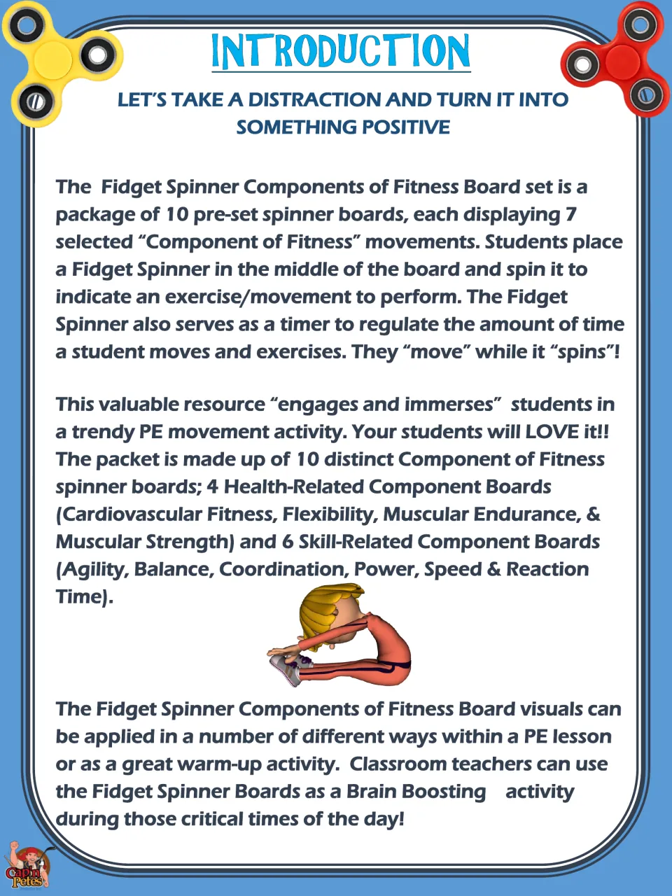 Introduction: students spin a fidget spinner on a board to pick a fitness movement and keep moving while it spins