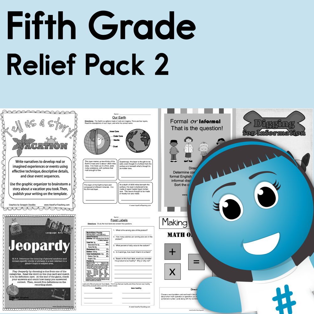 Fifth Grade Coronavirus Relief Pack 2 teaching resource preview