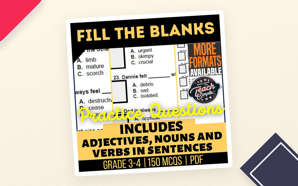 Fill in the Blanks Practice Questions - Vocabulary Grade 3-4 (PDF) preview