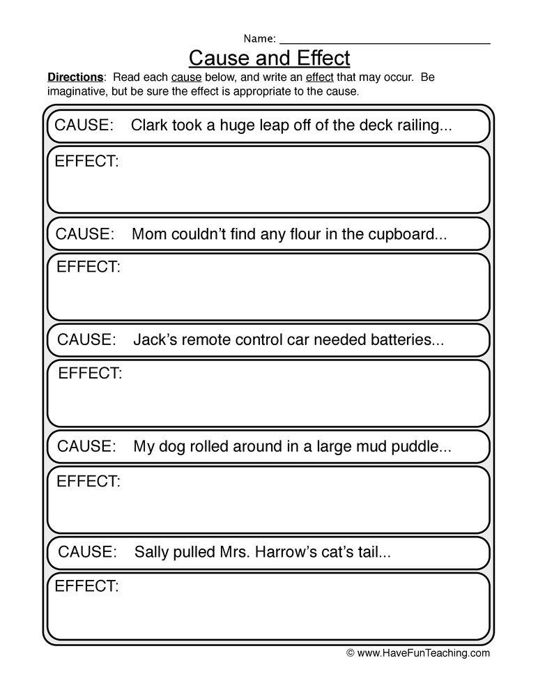 Find the Effect Cause and Effect Worksheet by Teach Simple