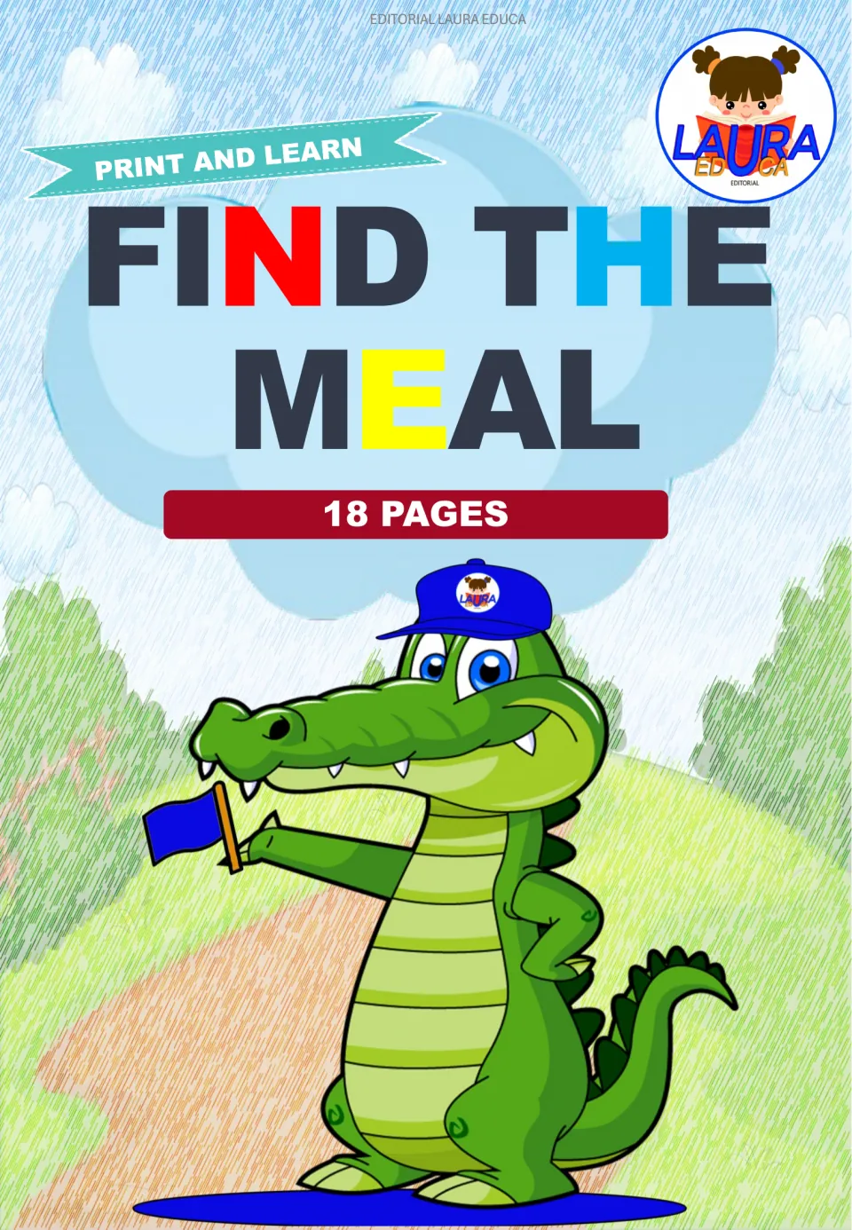 Cover of the animal-food activity resource labeled 'Find the Meal,' 'Print and Learn,' and '18 Pages'