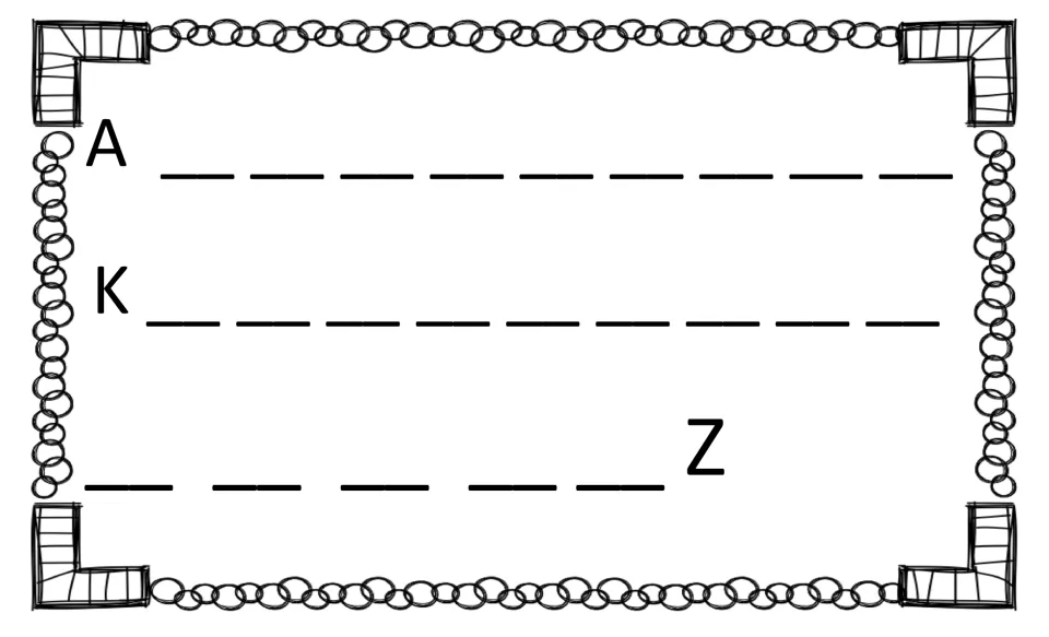 Uppercase alphabet from memory: only A, K and Z are printed, and students write all the other capitals in order