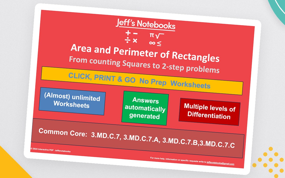 Finding Area & Perimeter of Rectangles Set preview