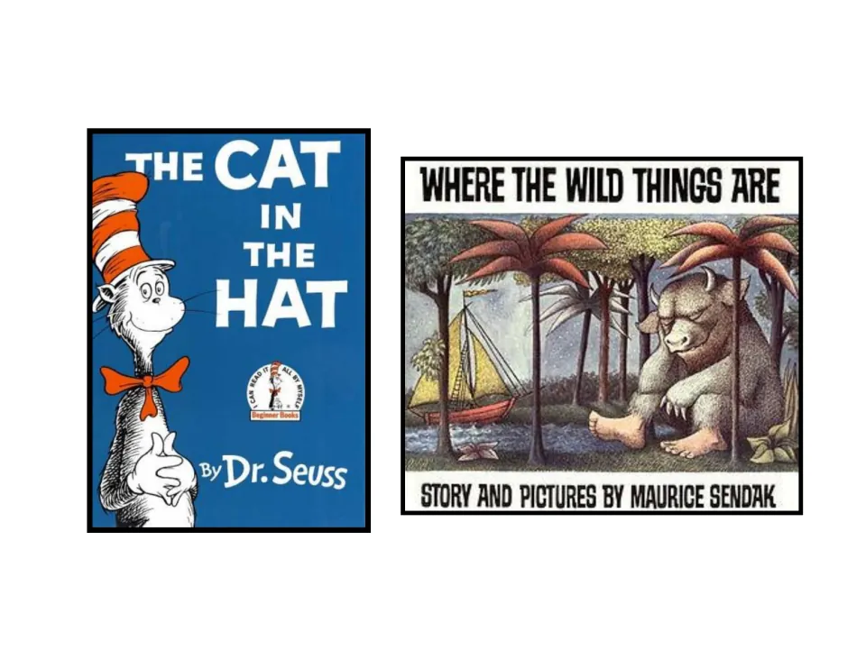 Cover practice: The Cat in the Hat by Dr. Seuss and Where the Wild Things Are, story and pictures by Maurice Sendak