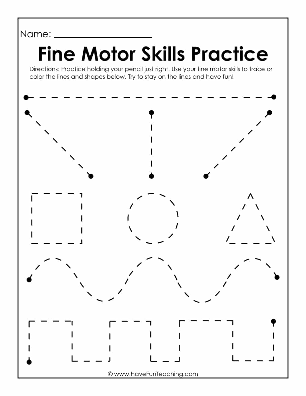 Fine Motor Skills Practice Worksheet By Teach Simple