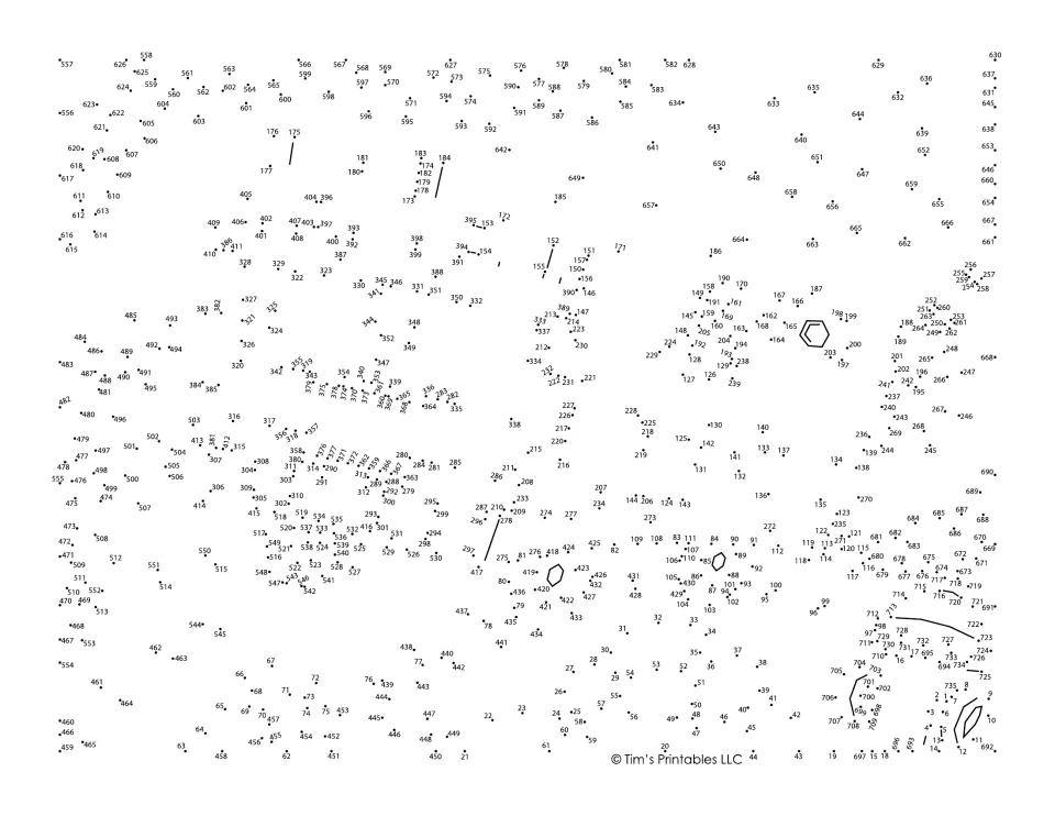 Fire truck dot-to-dot puzzle: students connect about 740 numbered dots in order to reveal a fire truck drawing