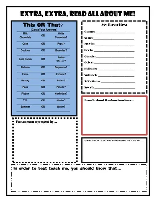 First Day of School Inventory – sample page 2