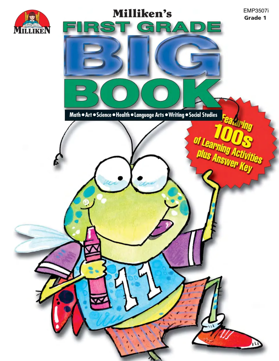 First Grade Big Book cover listing math, art, science, health, language arts, writing, and social studies