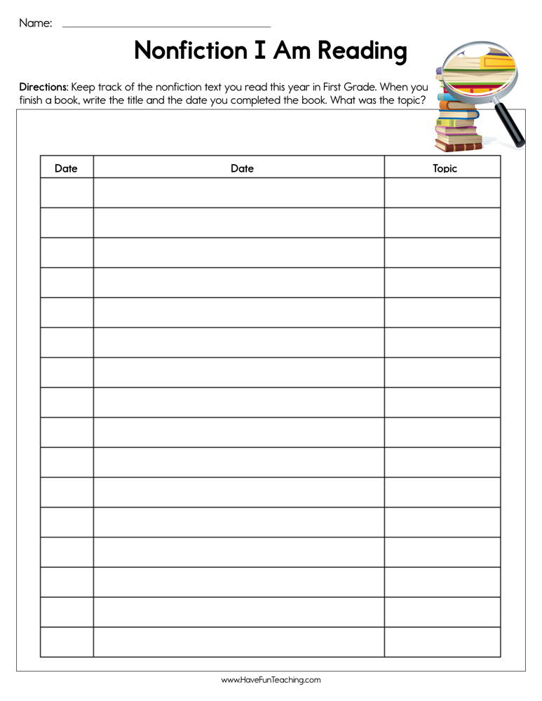 First Grade Nonfiction I Am Reading Worksheet teaching resource preview