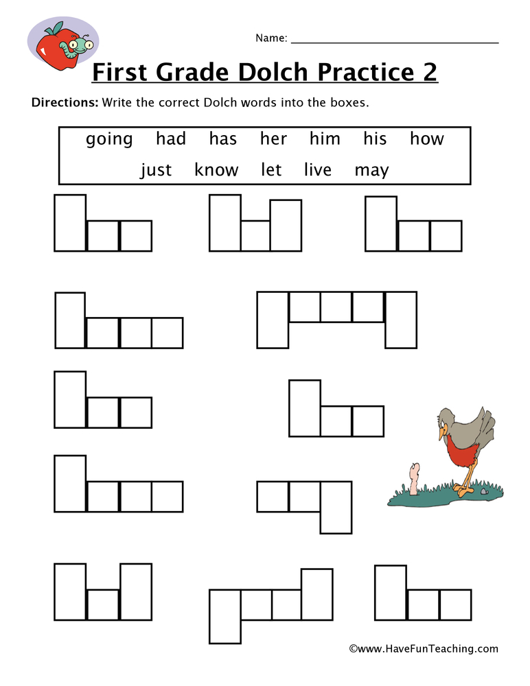 First Grade Sight Words G to M Worksheet teaching resource preview