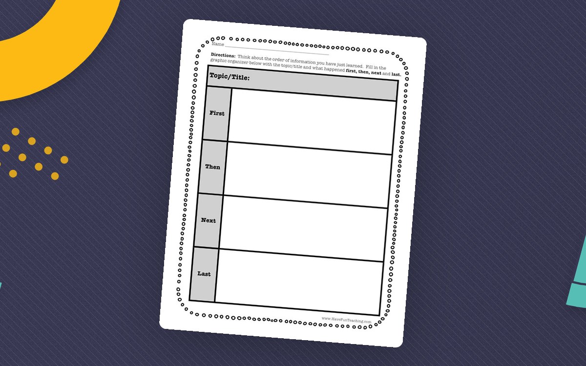 First, Next, Then, Last – Sequencing Worksheet preview: Topic title line
