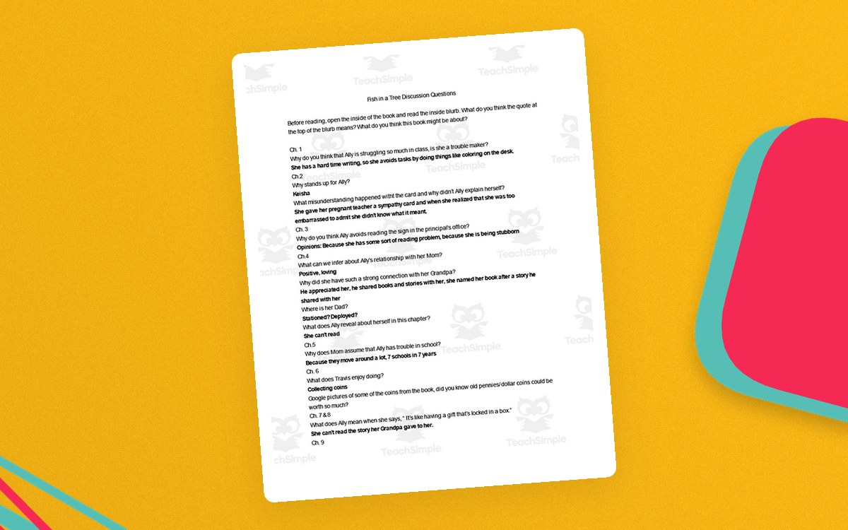 Fish in a Tree Discussion Questions preview
