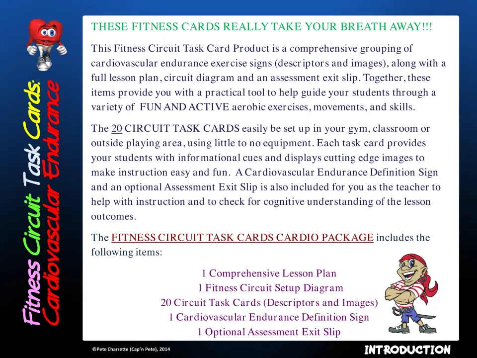 Introduction lists 20 circuit task cards, a lesson plan, setup diagram, definition sign, and exit slip