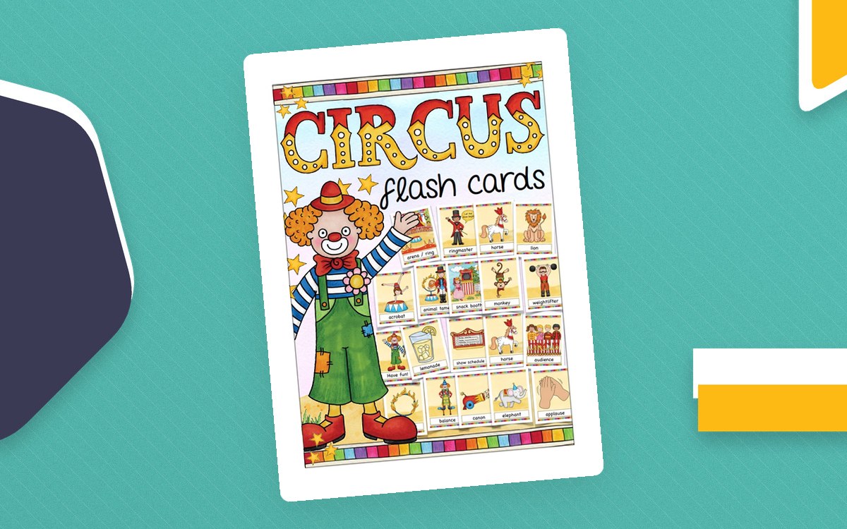 Flash Cards: At the Circus preview: Title card reading 'flash cards' (page 1)