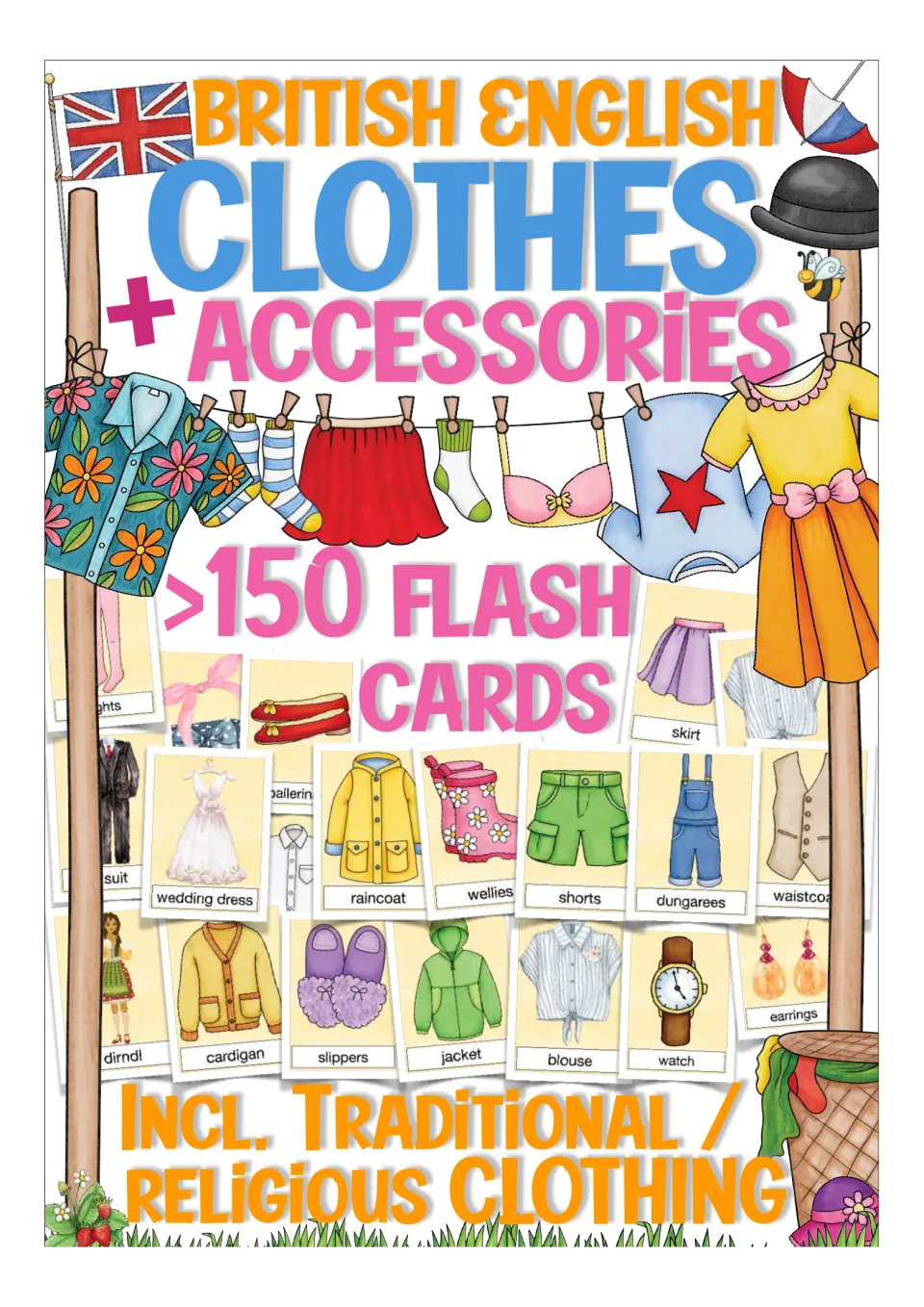 British English clothes and accessories cover: over 150 flash cards, including traditional and religious clothing