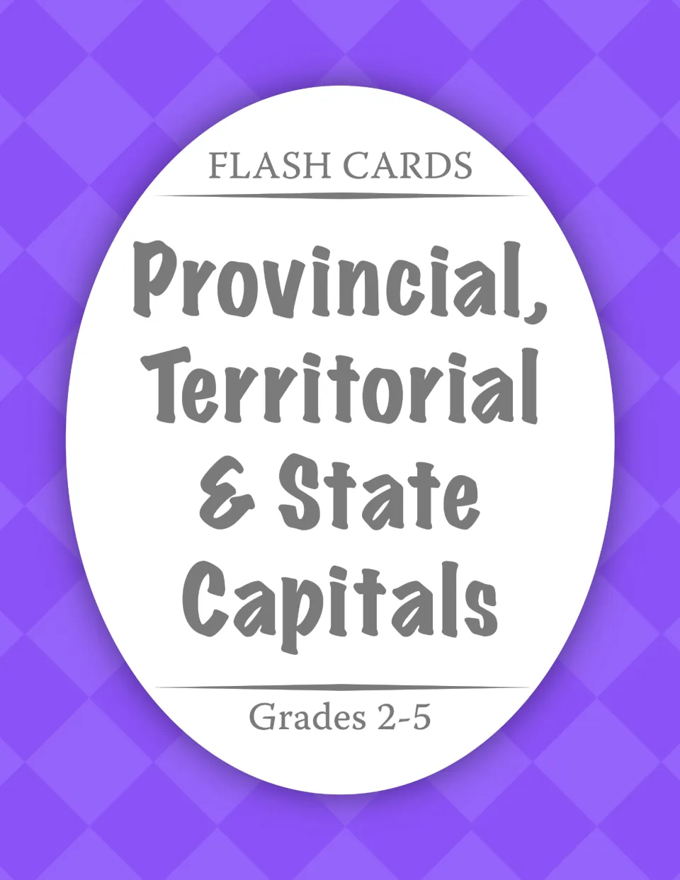 Cover of the provincial, territorial, and state capitals flashcard resource, labeled for grades 2–5