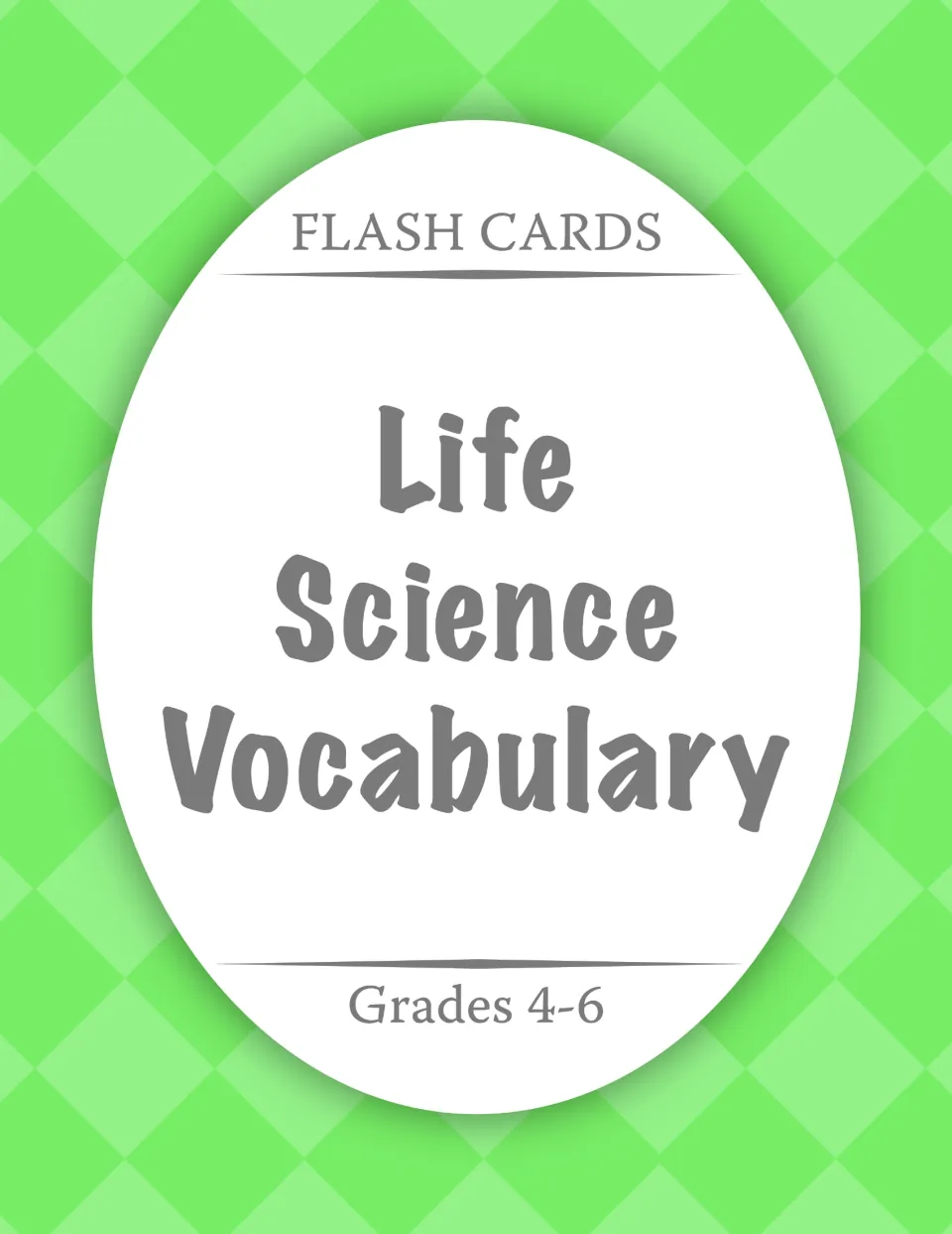 Cover: Life Science Vocabulary flash cards, a card set pairing each science word with its written definition