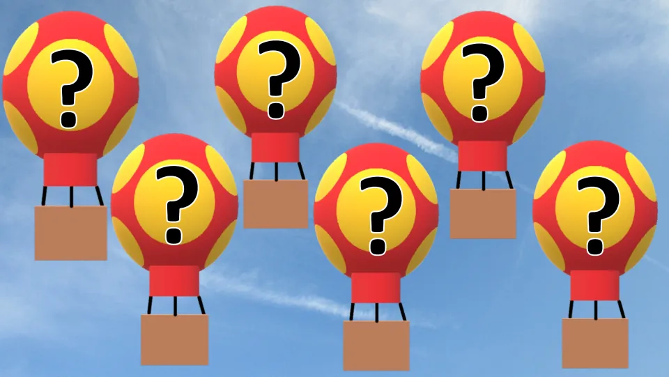 Hot air balloon flashcard slide has six question-mark placeholders for editable sounds, words, or numbers.