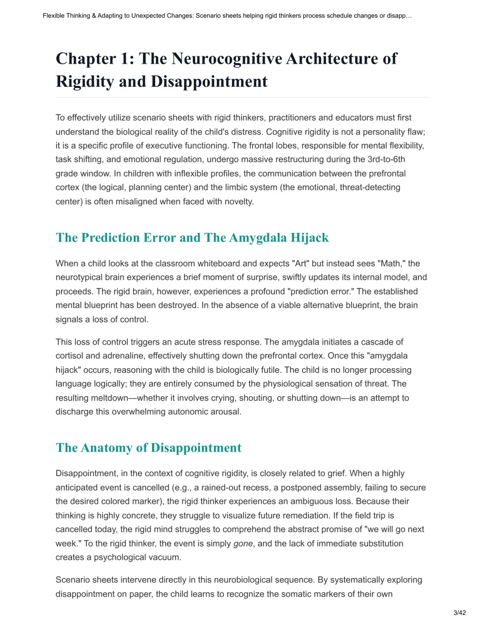 Chapter 1 on rigidity and disappointment: prediction error, the amygdala hijack, and disappointment as ambiguous loss