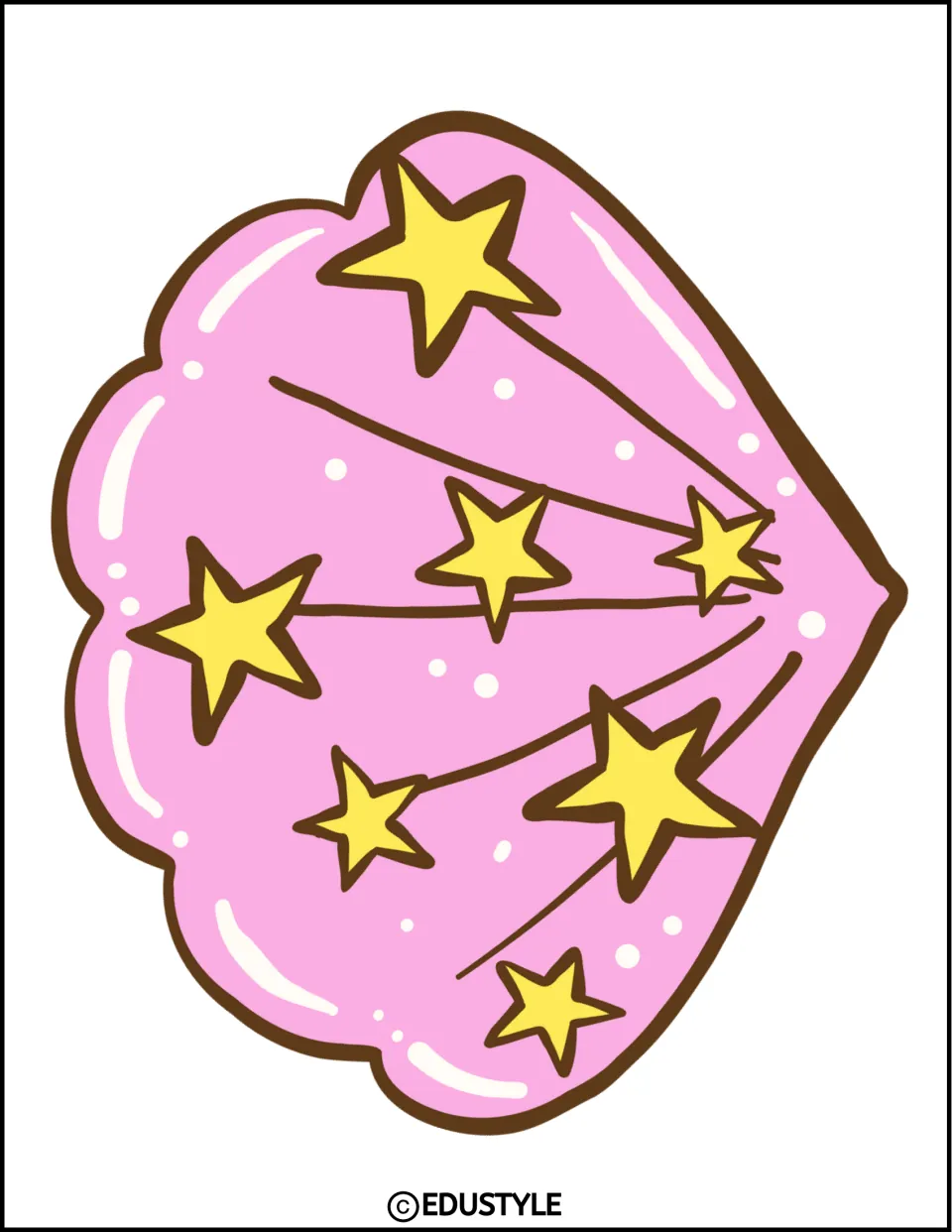 One large pink shell piece turned sideways, part of the shell name tag options for the summer display kit
