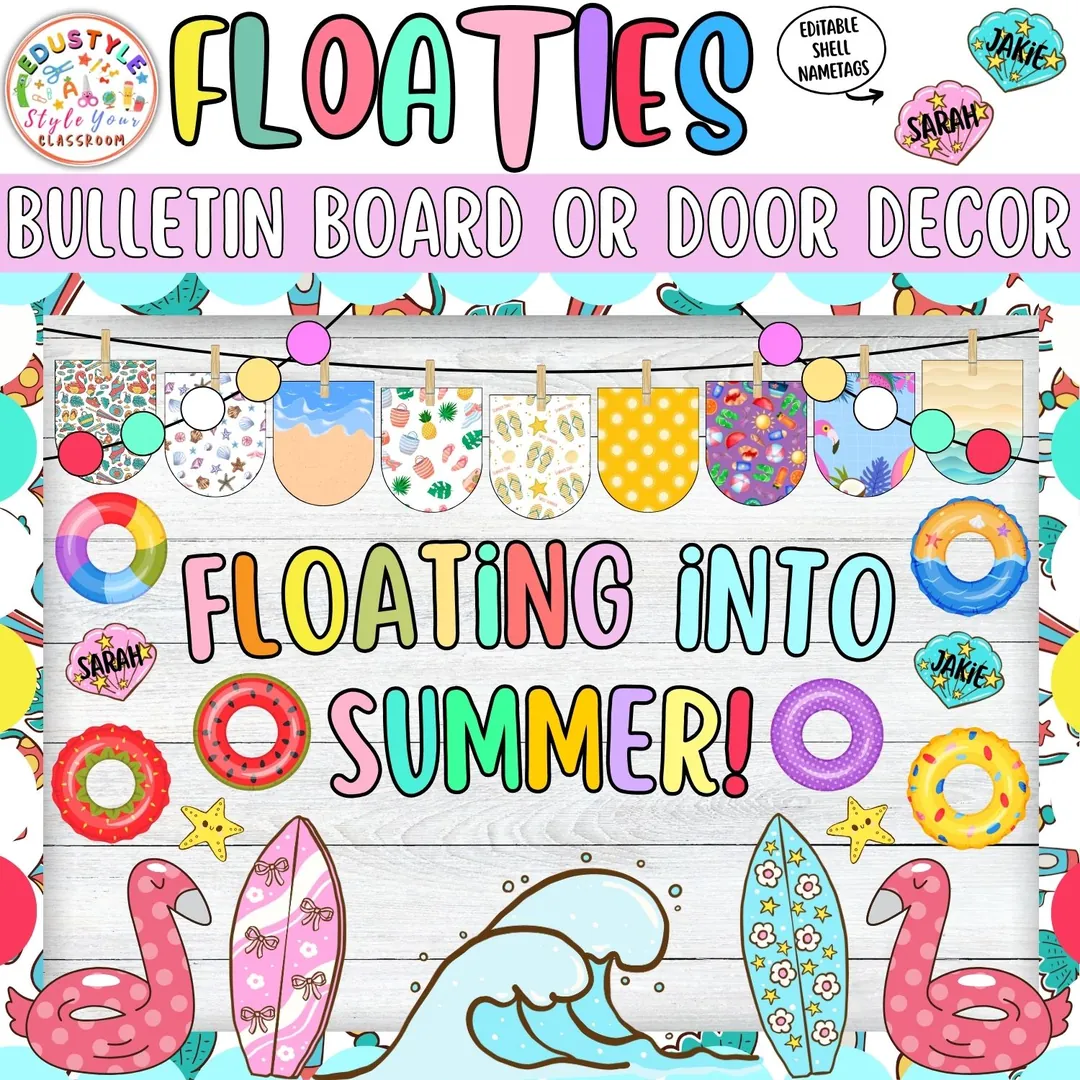 Floating Into Summer! Swimring Summer Bulletin Board & Door Decor Kit – cover