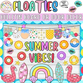 Floating Into Summer! Swimring Summer Bulletin Board & Door Decor Kit – sample page 2