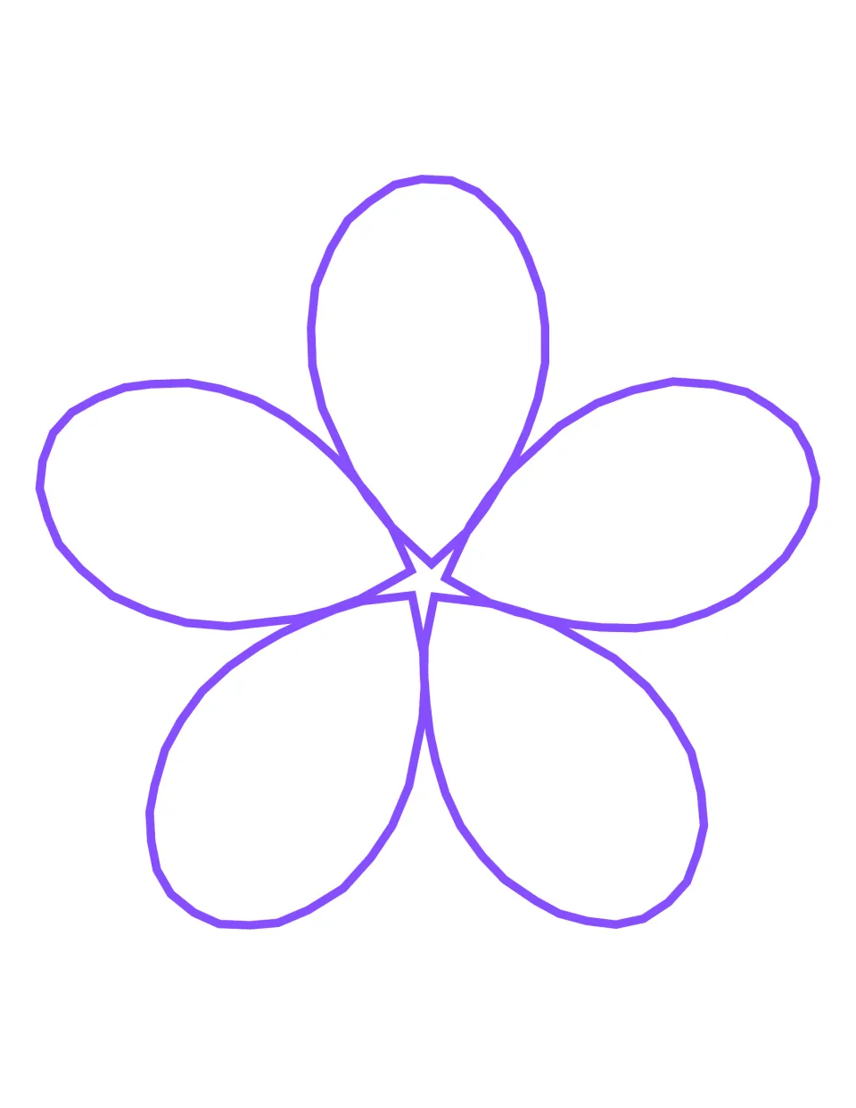 Second flower counting mat has five purple-outlined petals for placing bee cutouts during kit activities
