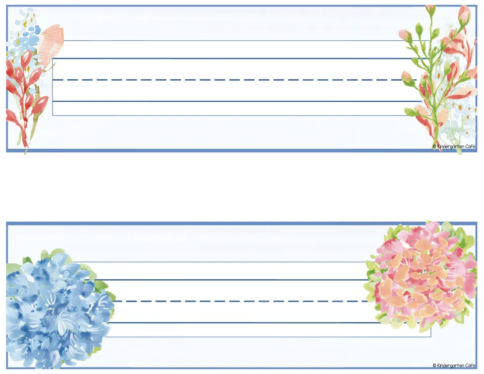 Fifth printable nameplate sheet, repeating the two blank student nameplate designs supplied on page 5