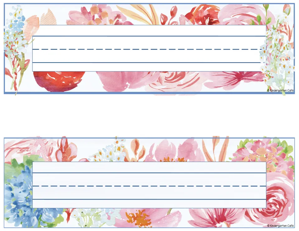 Sixth printable sheet of the editable nameplate collection, providing two blank nameplates for student names