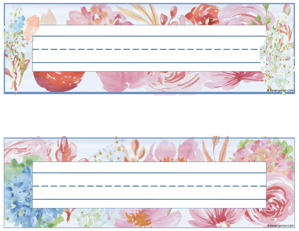 Seventh printable nameplate sheet, repeating the pair of blank student nameplate designs from page 7
