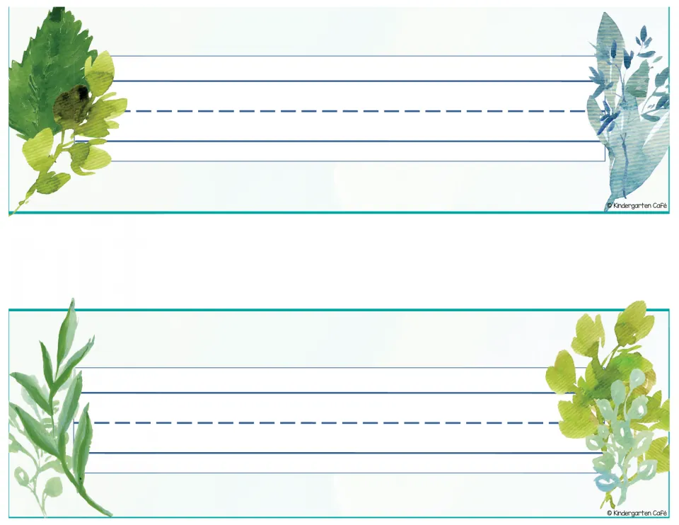 Ninth printable nameplate sheet, repeating the two blank student nameplate designs presented on page 9