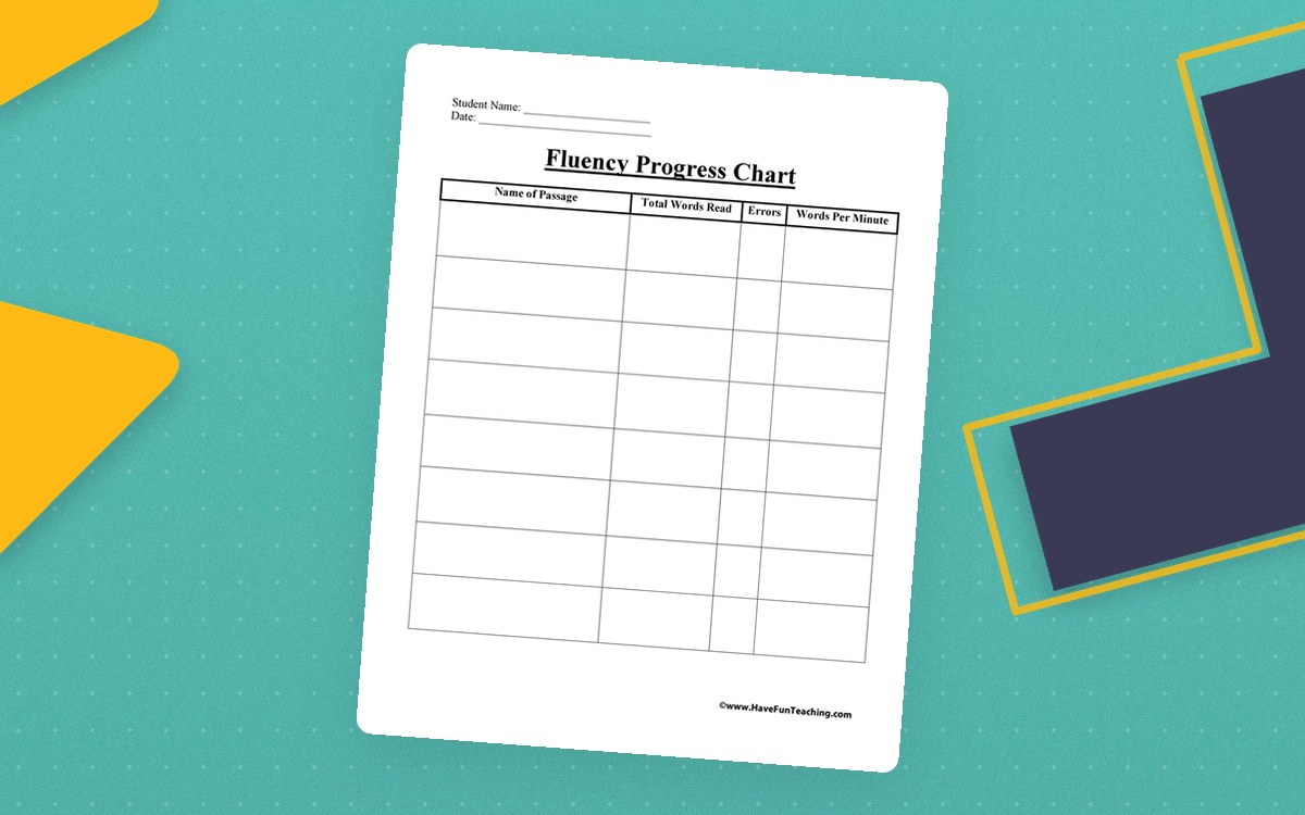 Reading Fluency Progress Chart for Students cover.