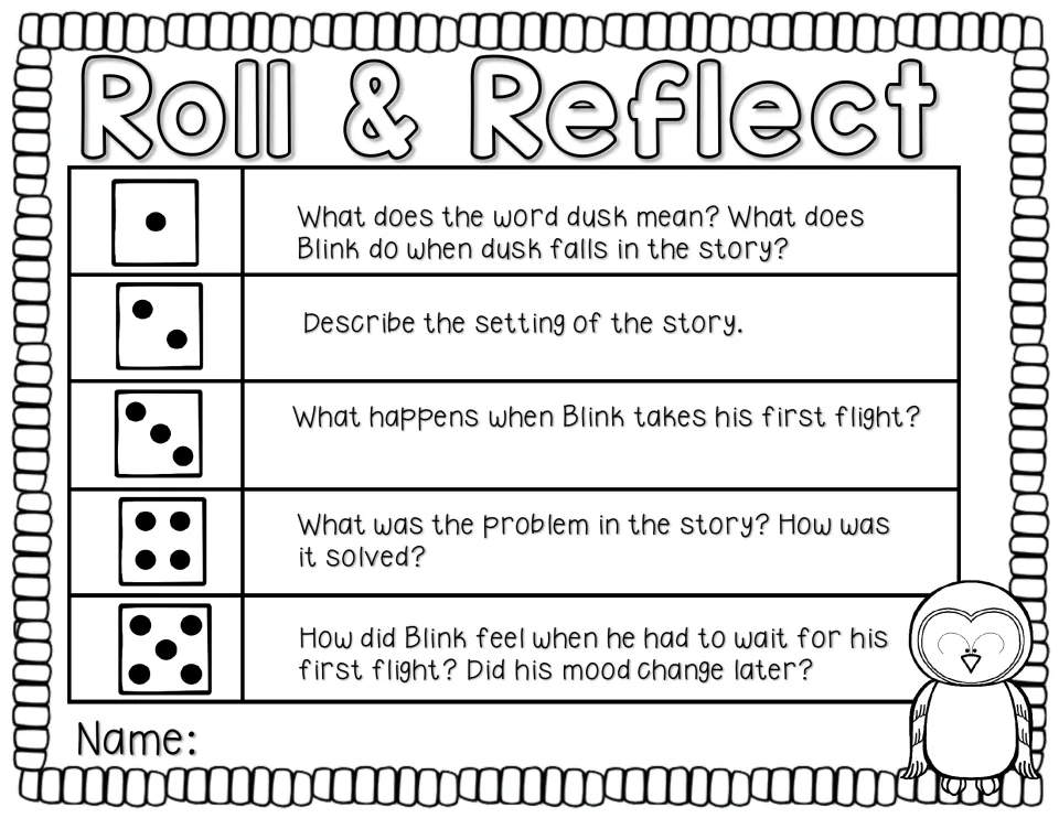 Roll & Reflect offers five questions about dusk, the setting, Blink's first flight, the problem, and his feelings