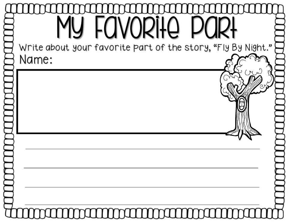 My Favorite Part writing activity asks students to describe their favorite part of the story and add a drawing